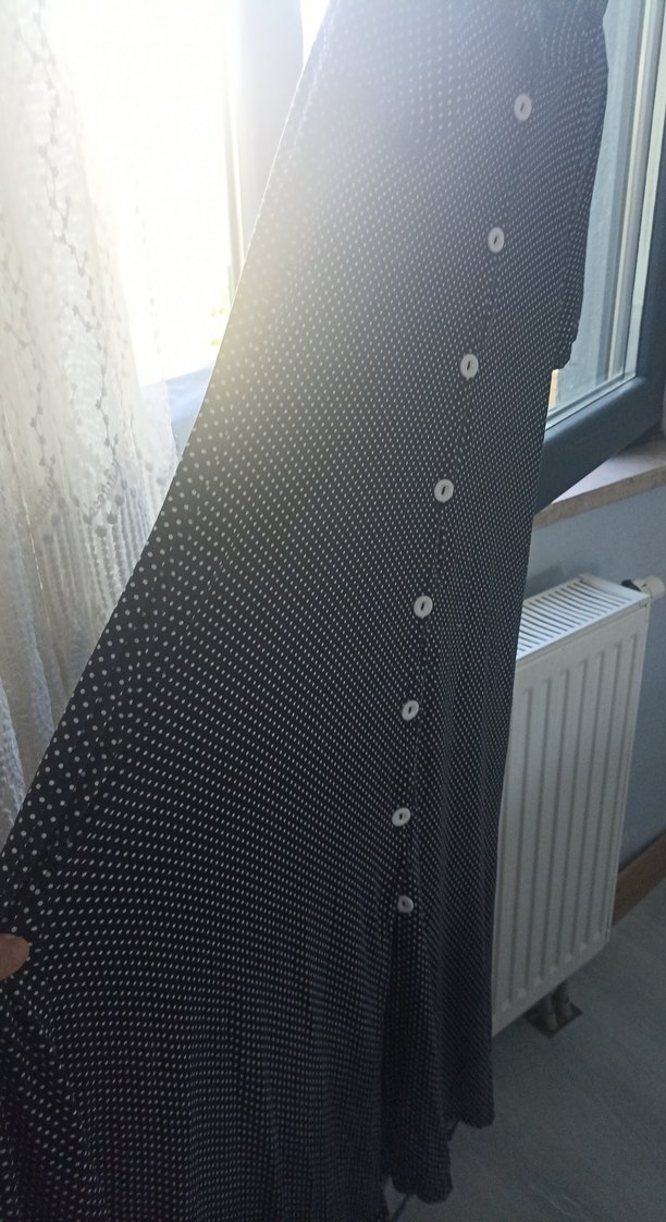 Düğmeli Siyah Uzun Elbise - Görsel 4