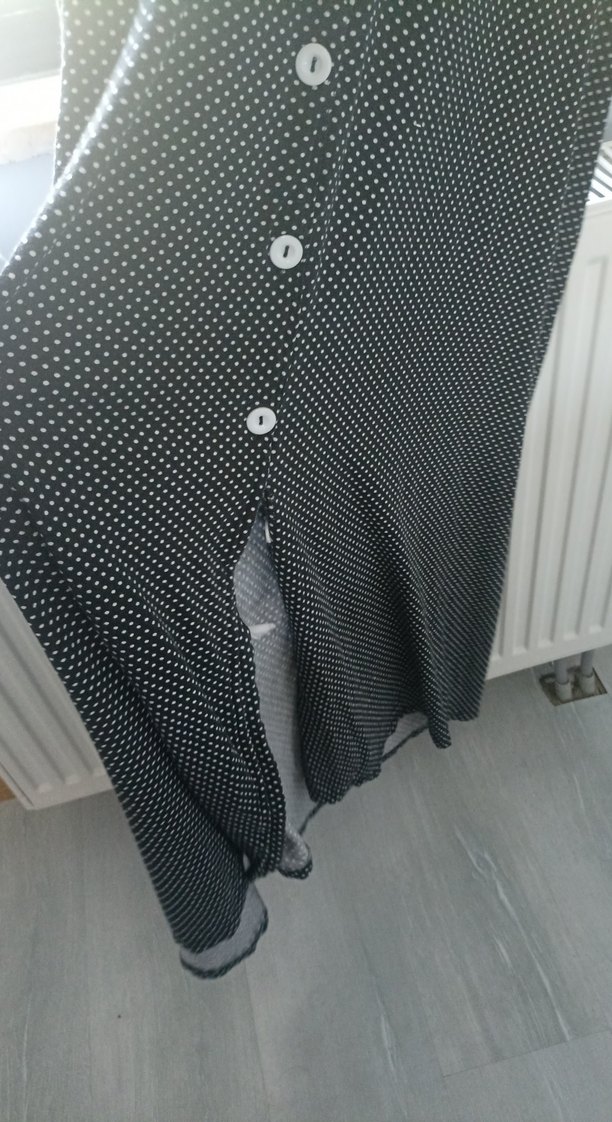 Düğmeli Siyah Uzun Elbise - Görsel 5