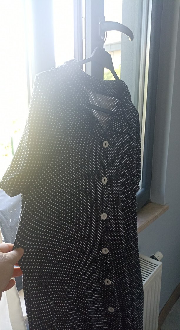 Düğmeli Siyah Uzun Elbise - Görsel 2