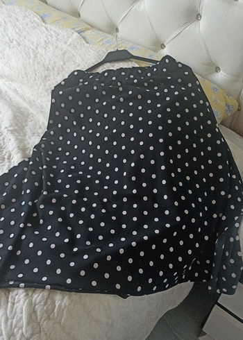 Uzun Kollu Siyah Puantiyeli etek - Görsel 6