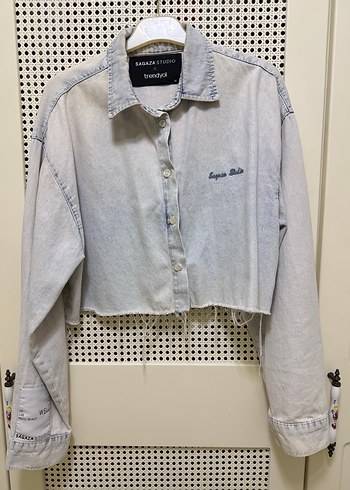 X Sagaza Studio Mavi Nakış Detaylı Denim Gömlek - Görsel 3