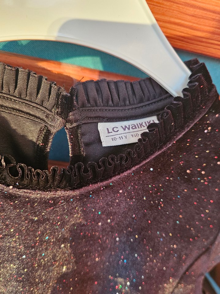 Siyah Parlak Kısa Kollu Elbise - Görsel 2