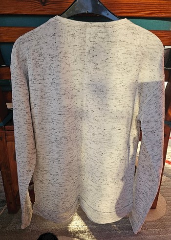 Gri Baskılı Pamuklu Kadın Sweatshirt - Görsel 4