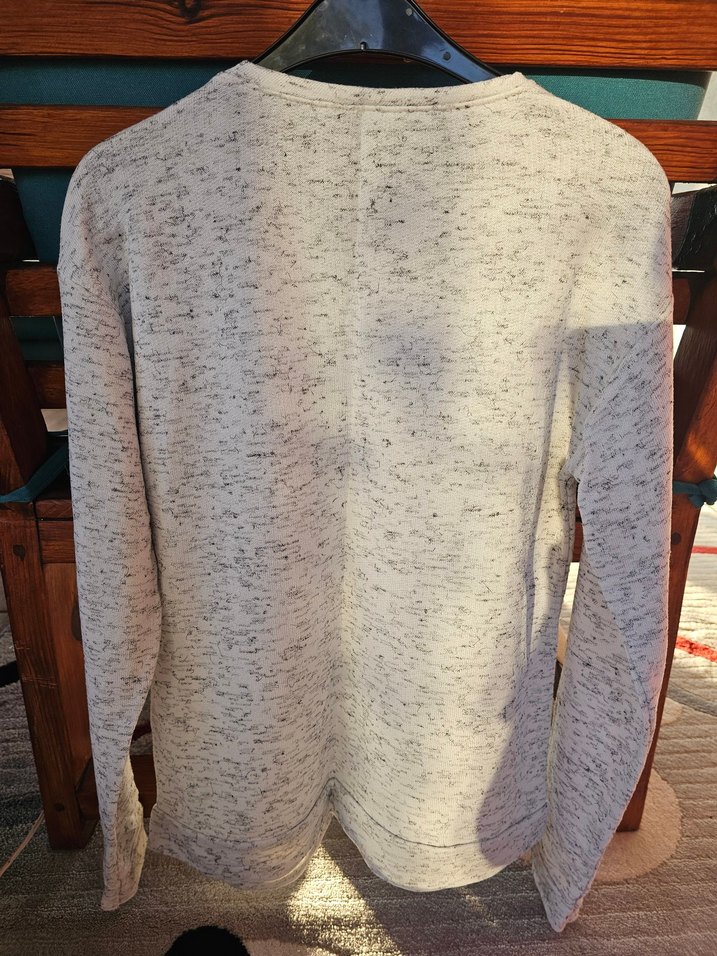 Gri Baskılı Pamuklu Kadın Sweatshirt - Görsel 4