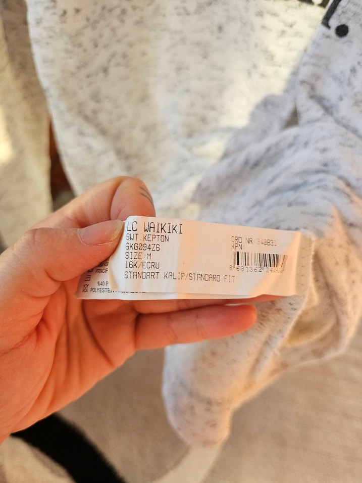 Gri Baskılı Pamuklu Kadın Sweatshirt - Görsel 5