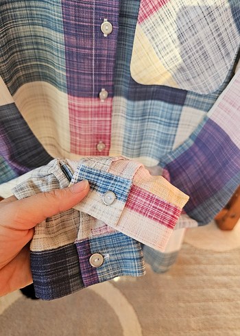 Düğmeli, Bol Kesim, Pastel Renkli Kadın Gömlek - Görsel 4