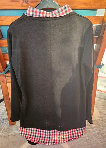 Siyah Uzun Kollu Gömlek Detaylı Triko - Görsel 4