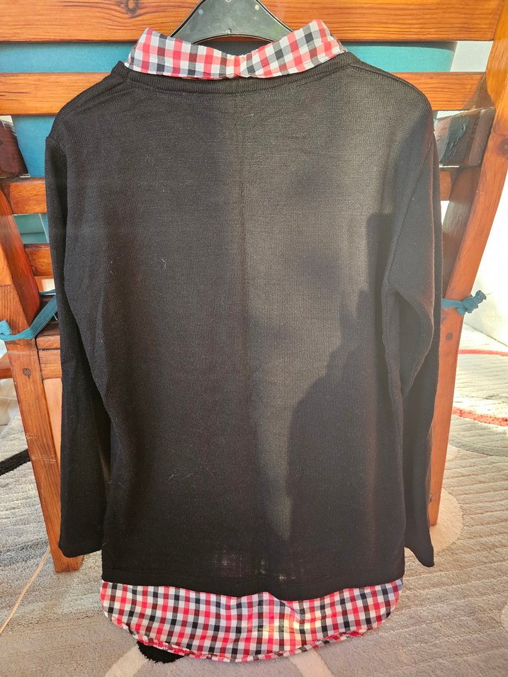 Siyah Uzun Kollu Gömlek Detaylı Triko - Görsel 4