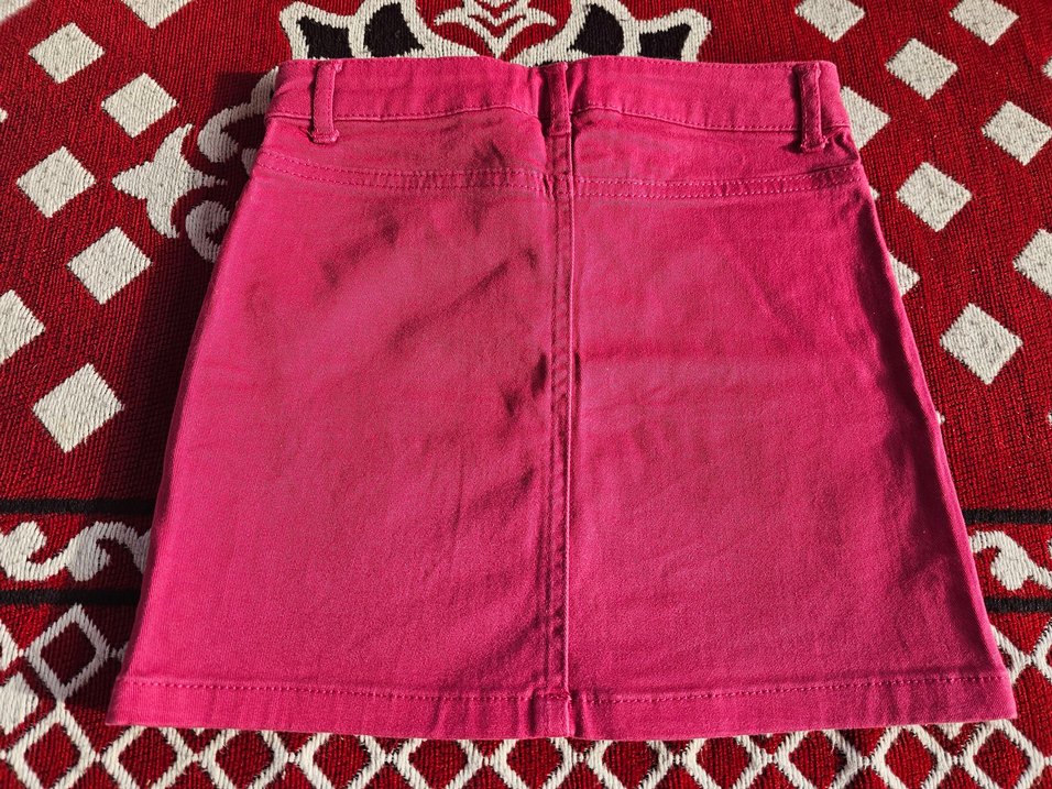 Düğmeli Pembe Kısa Çocuk Eteği - Görsel 2