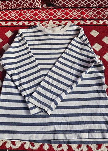 Nakışlı Çizgili Kız Çocuk Uzun Kollu Tişört - Görsel 3