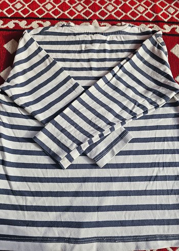 Nakışlı Çizgili Kız Çocuk Uzun Kollu Tişört - Görsel 5