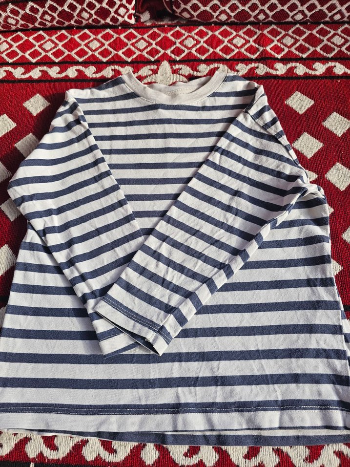 Nakışlı Çizgili Kız Çocuk Uzun Kollu Tişört - Görsel 3