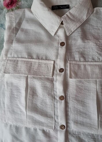 Zara Zara marka crop keten gömlek