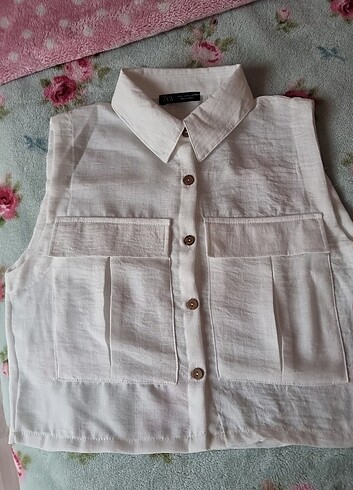 s Beden Zara marka crop keten gömlek