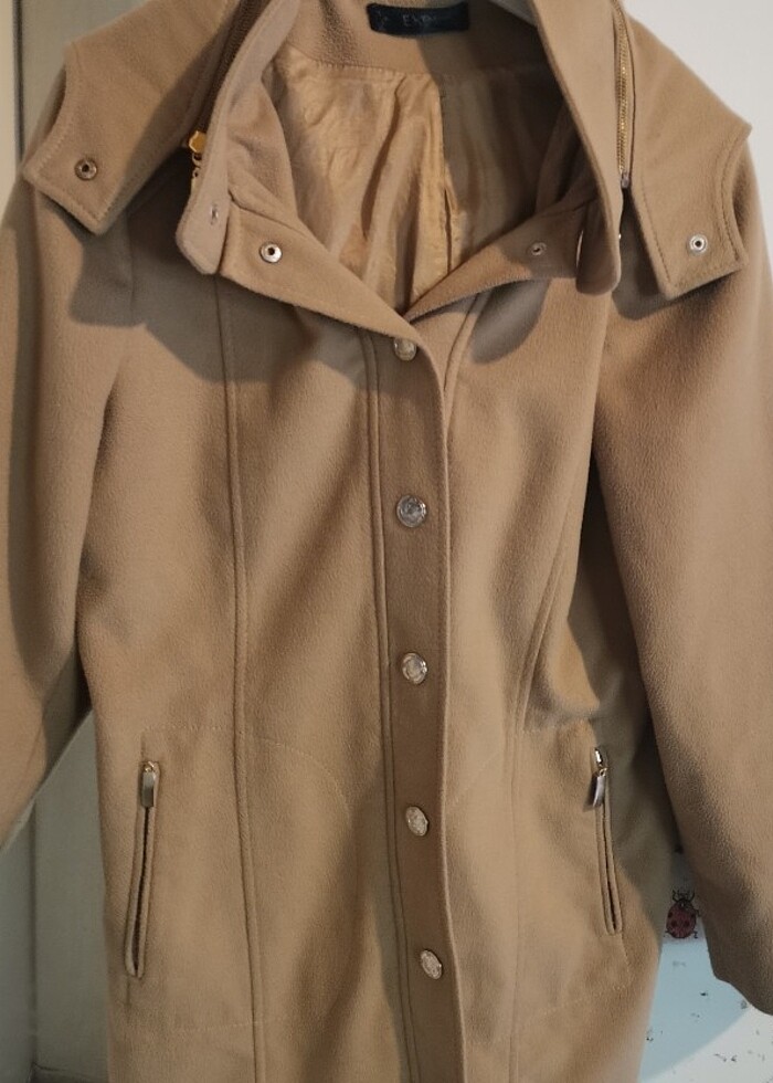 44 beden bal köpüğü rengi kaşe mont  - Görsel 2