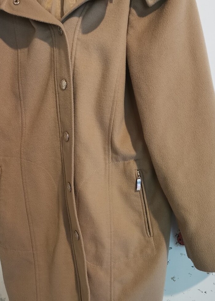 44 beden bal köpüğü rengi kaşe mont  - Görsel 3