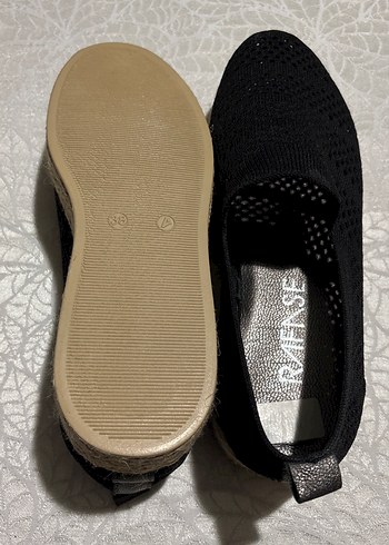 Siyah Örgü Kadın Dolgu Topuk Espadril - Görsel 3