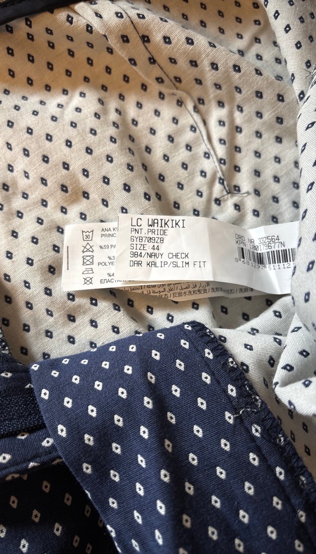 Kemer Detaylı Lacivert Puantiyeli Kadın Pantolon - Görsel 4