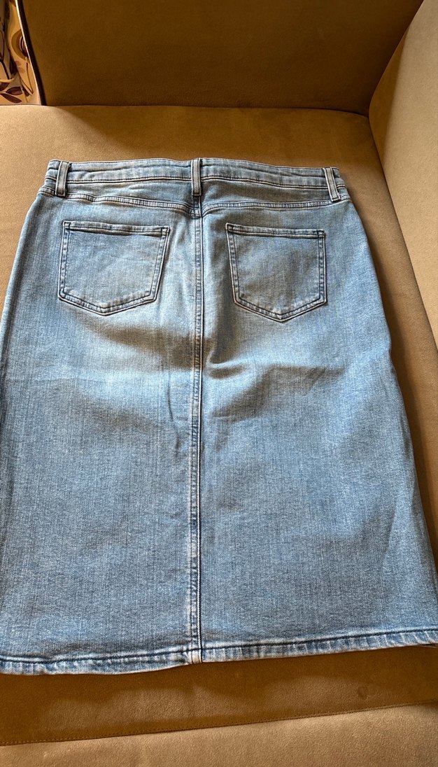 Kadın Gri Midi Denim Etek - Görsel 2