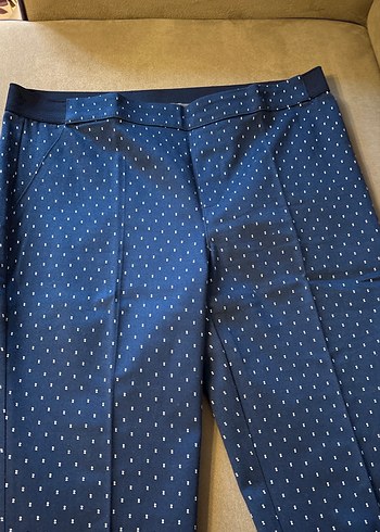 Lacivert Puantiyeli Midi Kadın Kot Pantolon - Görsel 2