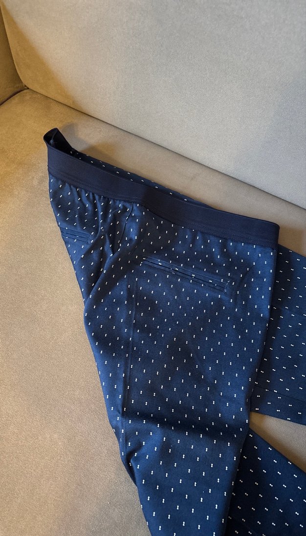 Lacivert Puantiyeli Midi Kadın Kot Pantolon - Görsel 3