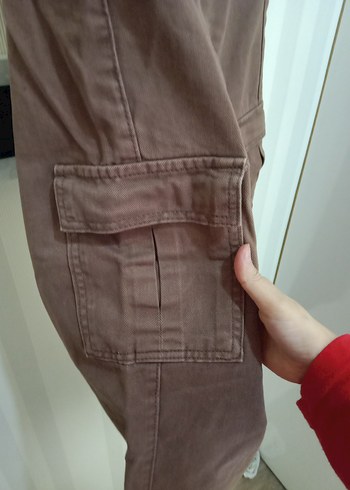 Kadın Kahverengi Bol Kesim Midi Kot Pantolon - Görsel 3