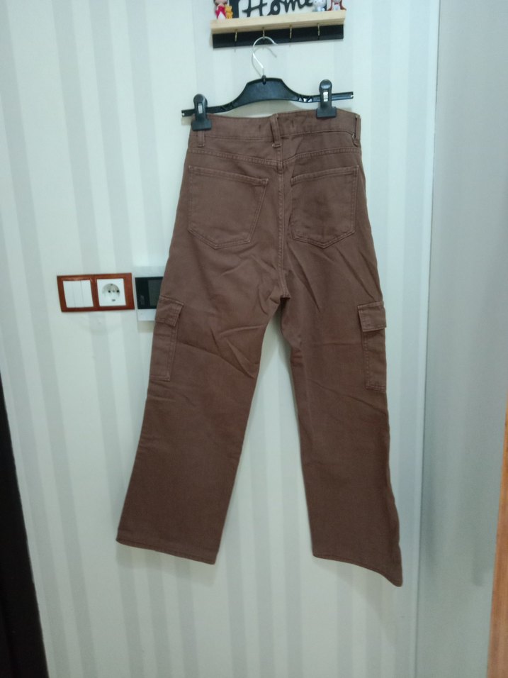 Kadın Kahverengi Bol Kesim Midi Kot Pantolon - Görsel 2