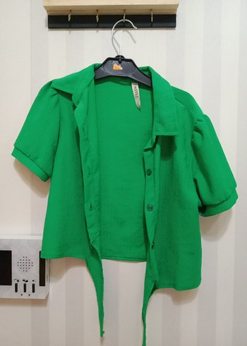 Düğmeli Yeşil Kısa Kollu çocuk Gömlek - Görsel 3