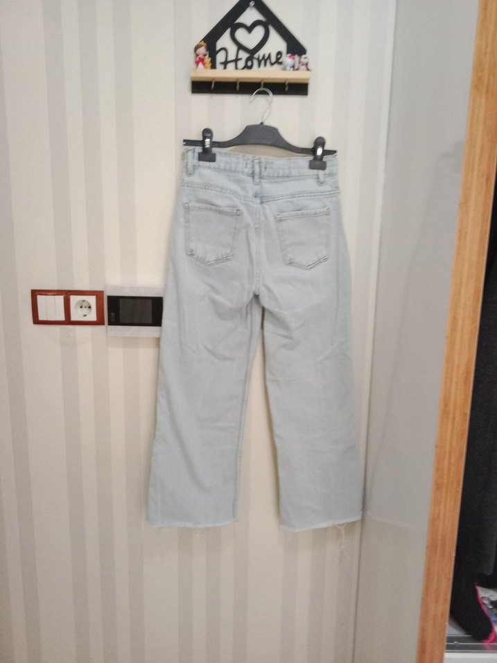 çocuk Gri Yırtık Salaş Midi Kot Pantolon - Görsel 2