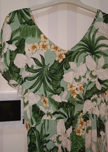 Yeşil Bohem V Yaka Uzun Elbise - Görsel 3