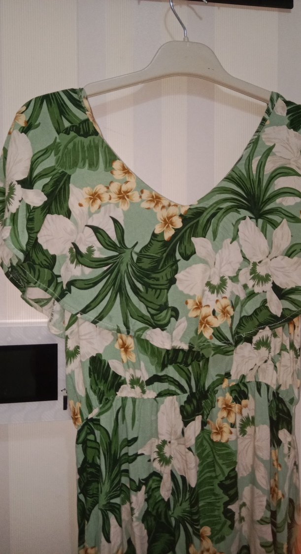 Yeşil Bohem V Yaka Uzun Elbise - Görsel 3