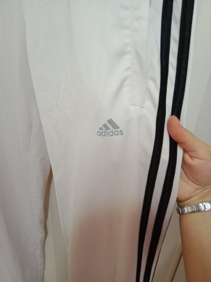 Adidas Çizgili Beyaz Rahat Kesim Kadın Eşofman Altı - Görsel 3