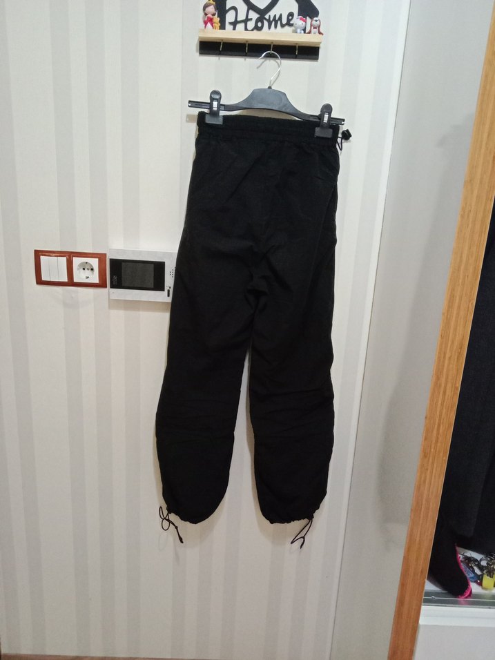 Siyah rahat paraşüt eşofman/pantolon - Görsel 2