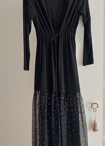 Tül detay abaya 