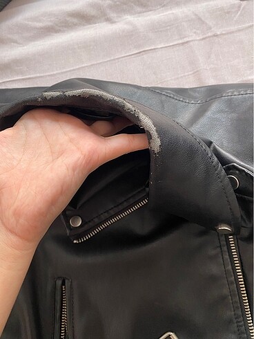 l Beden siyah Renk Deri ceket stradivarius oversize