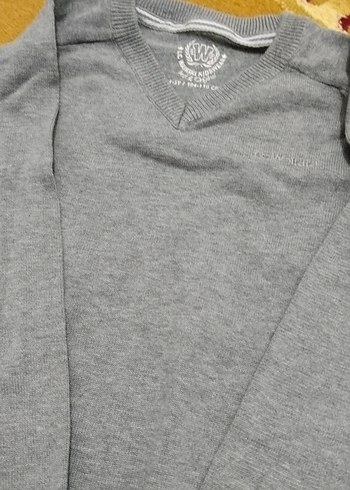 Erkek Gri Yün Kazak, Bisiklet Yaka, Rahat Kesim - Görsel 2