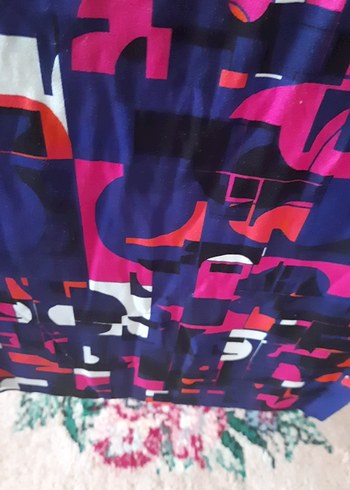 Kadın Çok Renkli Desenli  Jarse  Kumaş. - Görsel 7