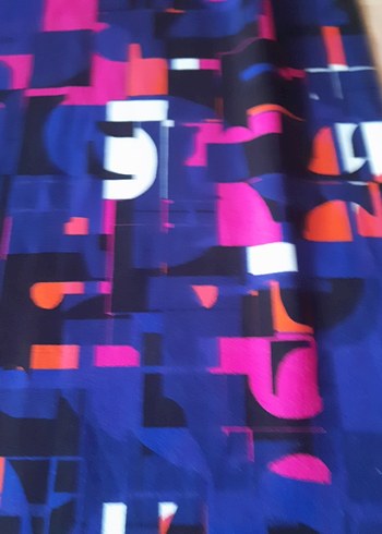 Kadın Çok Renkli Desenli  Jarse  Kumaş. - Görsel 5