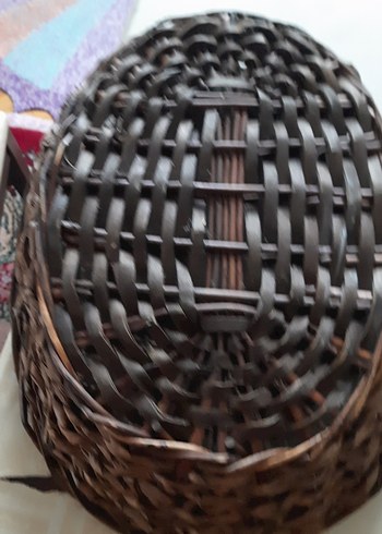 Koyu Kahverengi Hasır Sepet - Görsel 6