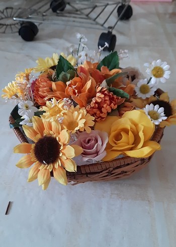 Renkli Yapay Çiçek Sepeti - Görsel 14