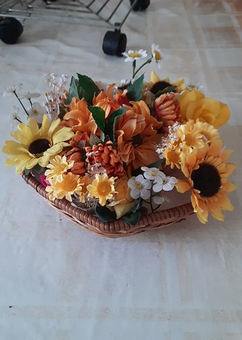 Renkli Yapay Çiçek Sepeti - Görsel 2
