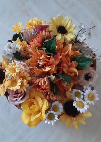 Renkli Yapay Çiçek Sepeti - Görsel 9