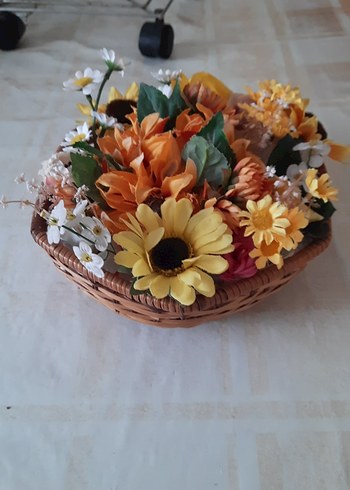 Renkli Yapay Çiçek Sepeti - Görsel 3