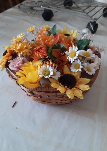 Renkli Yapay Çiçek Sepeti - Görsel 11