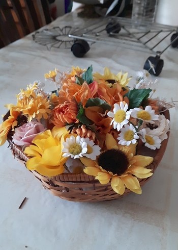 Renkli Yapay Çiçek Sepeti - Görsel 13