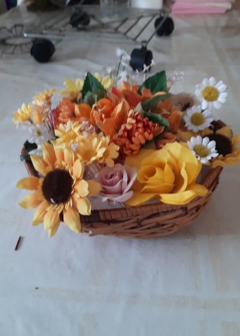 Renkli Yapay Çiçek Sepeti - Görsel 10