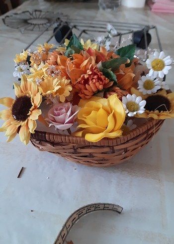 Renkli Yapay Çiçek Sepeti - Görsel 8