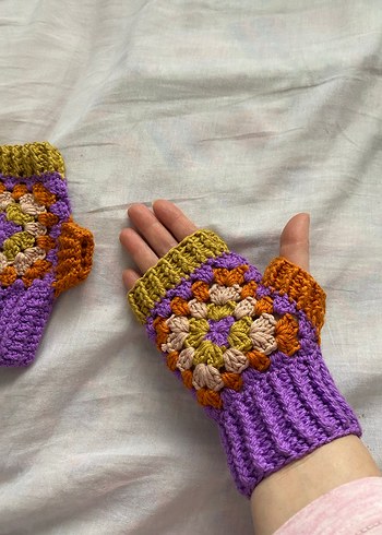 Renkli Örgü Bohem Kadın Eldiveni - Görsel 2