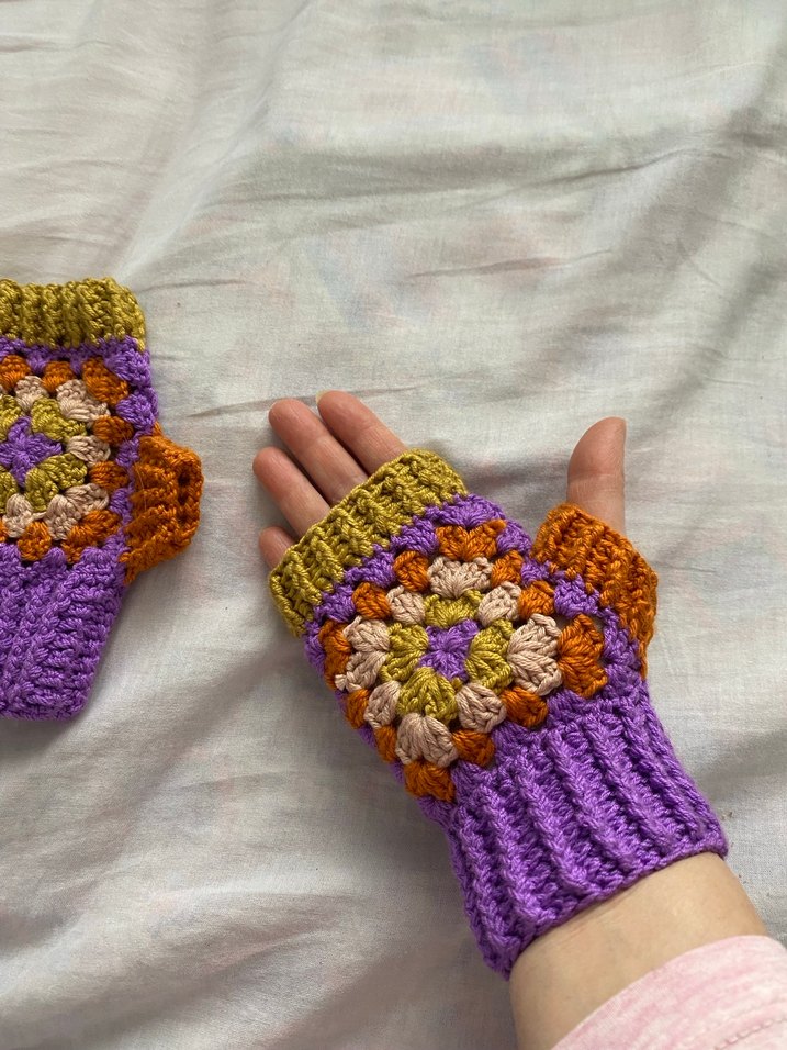 Renkli Örgü Bohem Kadın Eldiveni - Görsel 2