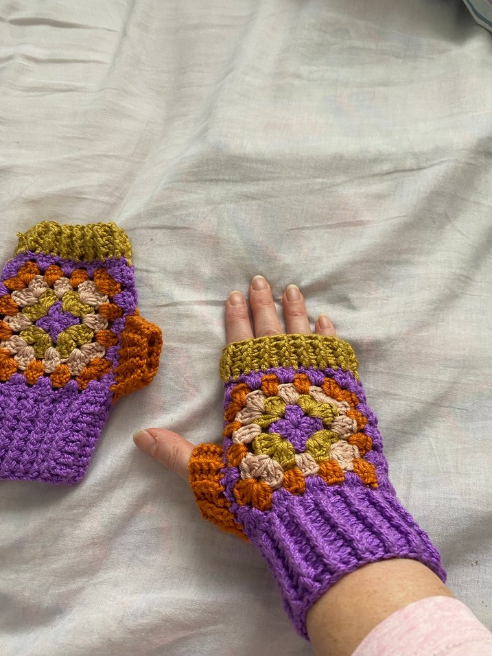 Renkli Örgü Bohem Kadın Eldiveni - Görsel 3